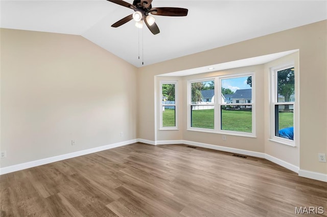 2601 Brookfield Ct, Columbia, IL 62236 - empty room featuring wood finished floors, plenty of natural light, lofted ceiling, and a ceiling fan