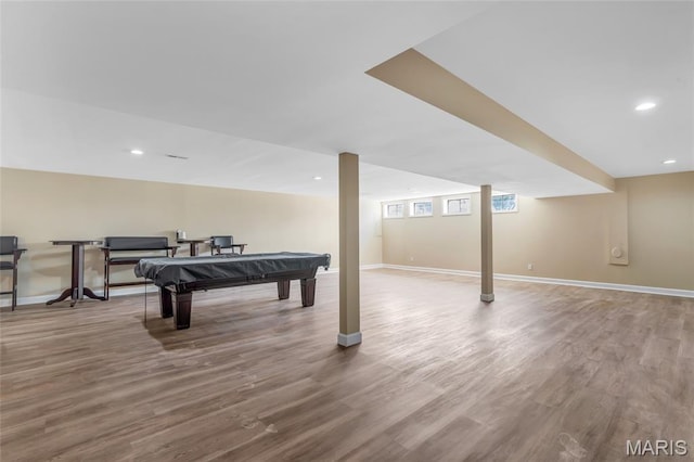 2601 Brookfield Ct, Columbia, IL 62236 - game room with wood finished floors, billiards, and recessed lighting
