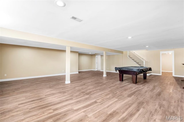 2601 Brookfield Ct, Columbia, IL 62236 - rec room featuring light wood-style floors, billiards table, and recessed lighting