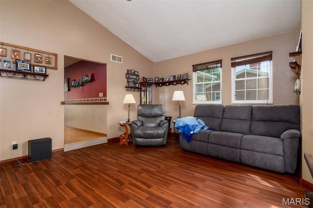 2364 Marine Rd, Highland, IL 62249 - living room with wood finished floors and high vaulted ceiling