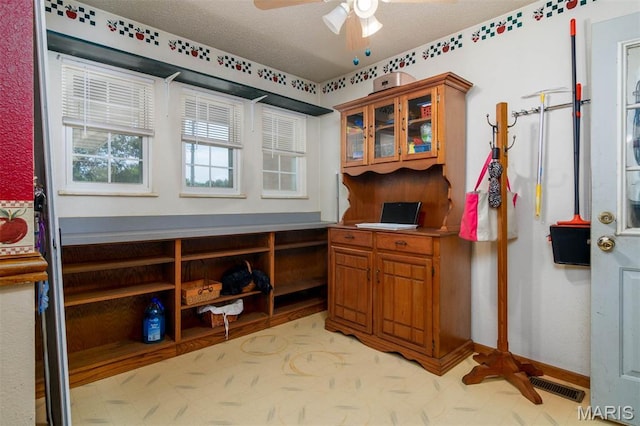 2364 Marine Rd, Highland, IL 62249 - office with a ceiling fan and a textured ceiling