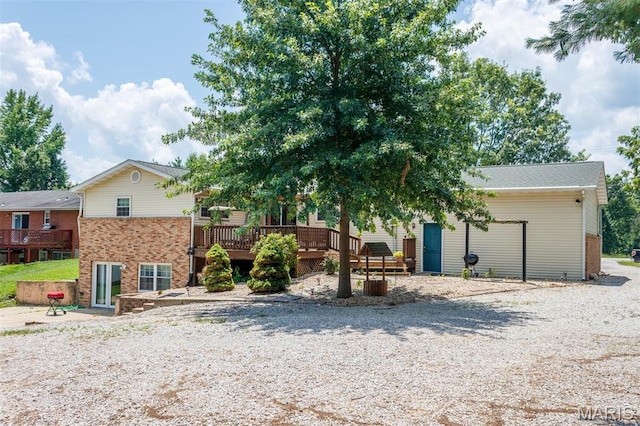 2364 Marine Rd, Highland, IL 62249 - view of front of home featuring brick siding and a wooden deck