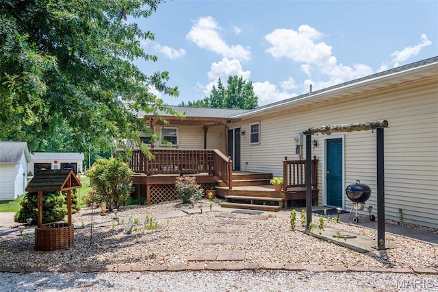 2364 Marine Rd, Highland, IL 62249 - rear view of property with a wooden deck