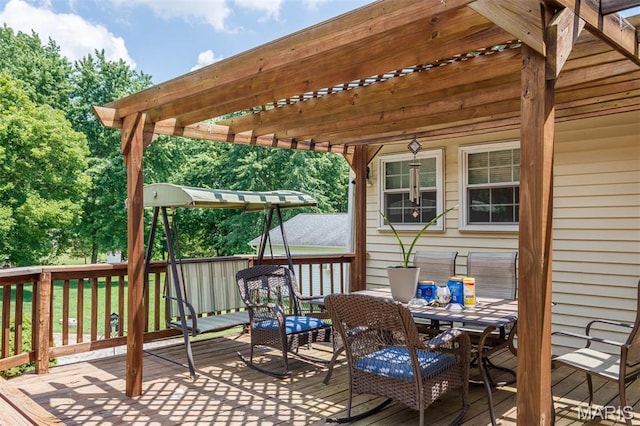 2364 Marine Rd, Highland, IL 62249 - deck with outdoor dining space and a pergola