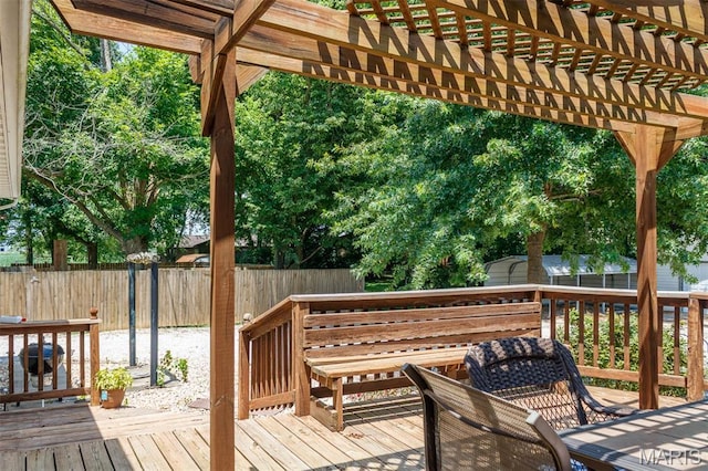 2364 Marine Rd, Highland, IL 62249 - wooden terrace featuring a fenced backyard and a pergola