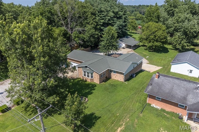 2364 Marine Rd, Highland, IL 62249 - aerial view of property and surrounding area with a heavily wooded area