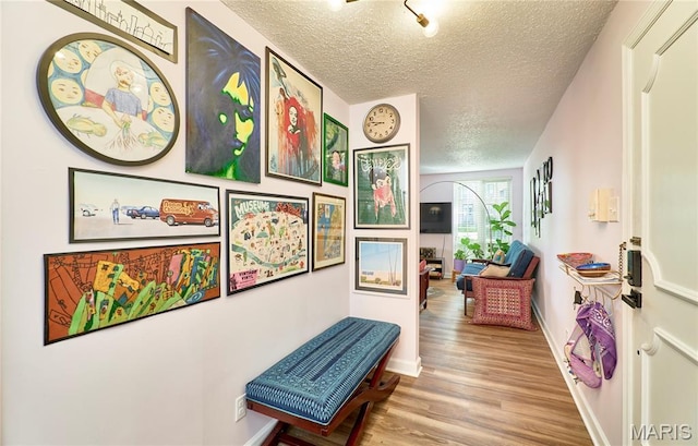 922 Claytonbrook Dr Unit 2, Ballwin, MO 63011 - hall featuring a textured ceiling and wood finished floors