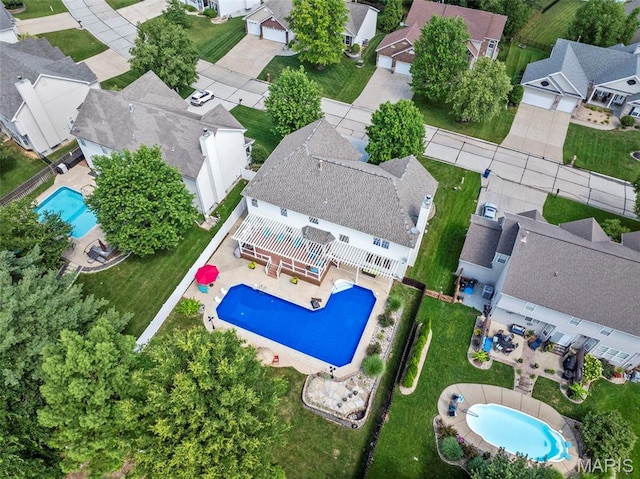 7742 Ardmore Dr, Ofallon, MO 63368 - aerial view of residential area with a pool