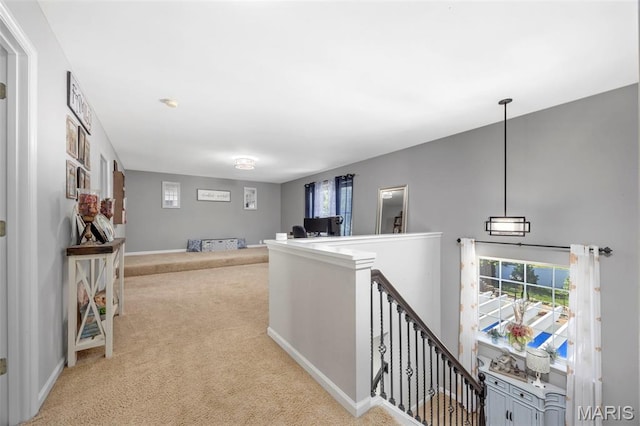 7742 Ardmore Dr, Ofallon, MO 63368 - hall featuring an upstairs landing, healthy amount of natural light, and carpet floors