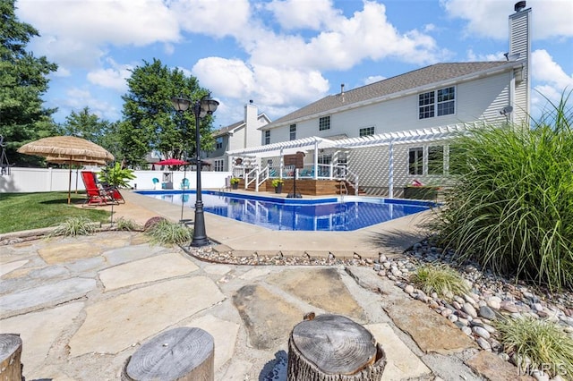 7742 Ardmore Dr, Ofallon, MO 63368 - view of pool featuring a pergola, a fenced backyard, and a patio area