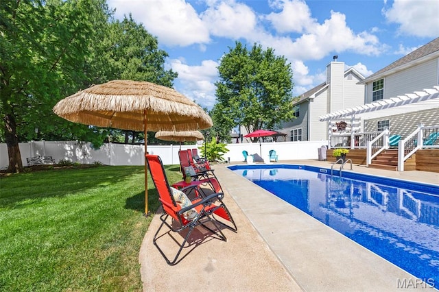 7742 Ardmore Dr, Ofallon, MO 63368 - view of pool featuring a pergola, a fenced backyard, and a patio