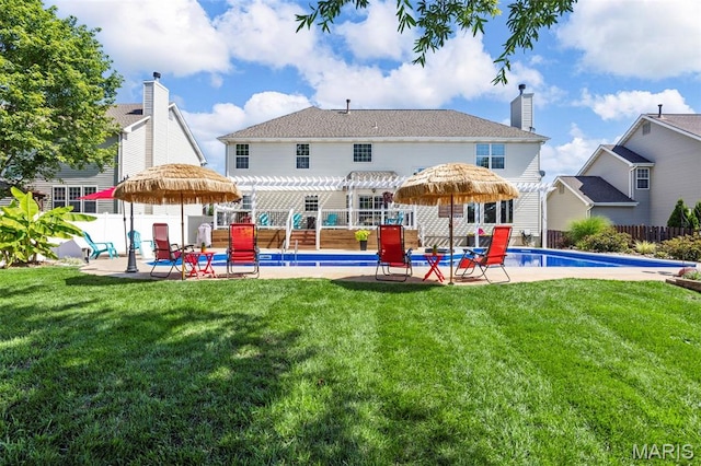 7742 Ardmore Dr, Ofallon, MO 63368 - rear view of house featuring a pergola, a patio area, and a fenced backyard