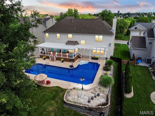 7742 Ardmore Dr, Ofallon, MO 63368 - swimming pool featuring a pergola, a patio area, and a fenced backyard