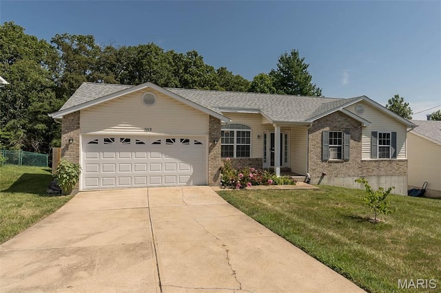 563 Great Plains Dr, House Springs, MO 63051 - single story home featuring brick siding, driveway, a garage, and a shingled roof