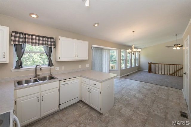 563 Great Plains Dr, House Springs, MO 63051 - kitchen with dishwasher, healthy amount of natural light, a peninsula, white cabinets, and recessed lighting