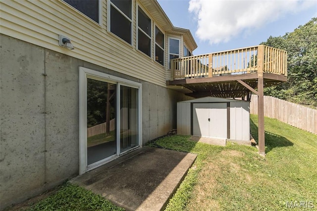 563 Great Plains Dr, House Springs, MO 63051 - rear view of property featuring a shed and a wooden deck