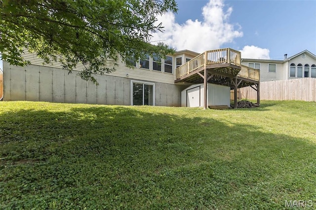 563 Great Plains Dr, House Springs, MO 63051 - rear view of property with a wooden deck and a storage unit