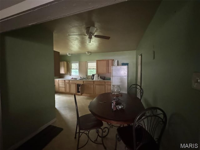 6 Maple Dr, Caseyville, IL 62232 - dining area with ceiling fan and baseboards