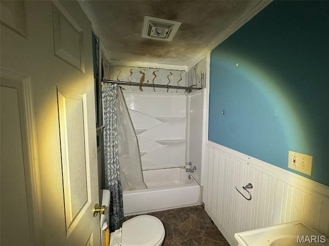 6 Maple Dr, Caseyville, IL 62232 - bathroom featuring a wainscoted wall and shower / bath combination with curtain