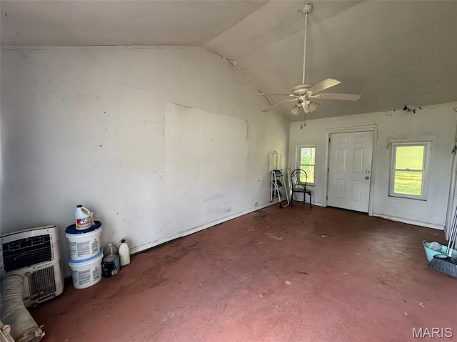 6 Maple Dr, Caseyville, IL 62232 - empty room with ceiling fan, vaulted ceiling, and concrete floors