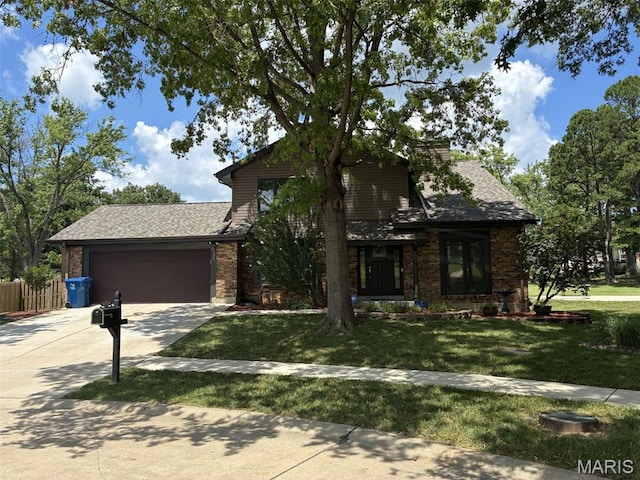 5225 Hettinger Ct, Mehlville, MO 63128 - view of front of house featuring concrete driveway, brick siding, an attached garage, and a shingled roof
