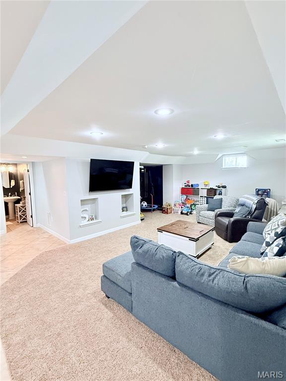 2354 Fountain Dr, Barnhart, MO 63012 - living room featuring recessed lighting and carpet flooring