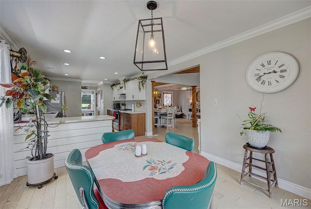10317 Mallard Rd, Potosi, MO 63664 - dining room with ornamental molding and recessed lighting