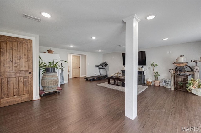 10317 Mallard Rd, Potosi, MO 63664 - workout room featuring wood finished floors and recessed lighting