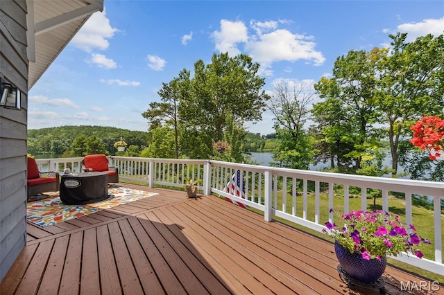 10317 Mallard Rd, Potosi, MO 63664 - wooden terrace featuring a water view