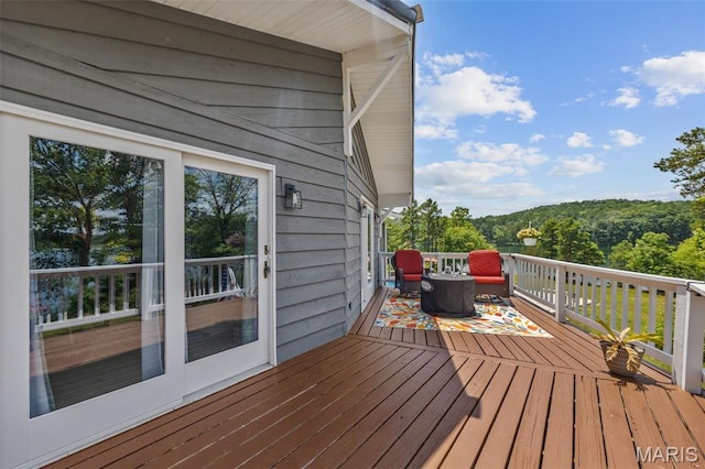 10317 Mallard Rd, Potosi, MO 63664 - wooden deck with a forest view