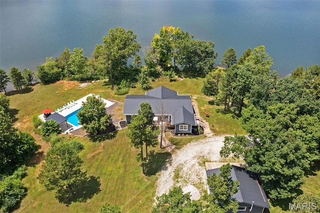 10317 Mallard Rd, Potosi, MO 63664 - view from above of property with a pool area