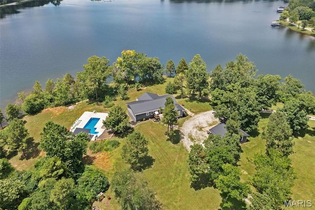 10317 Mallard Rd, Potosi, MO 63664 - aerial view of property's location with a nearby body of water and a pool area
