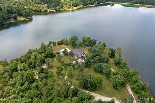 10317 Mallard Rd, Potosi, MO 63664 - aerial overview of property's location with a nearby body of water and a heavily wooded area