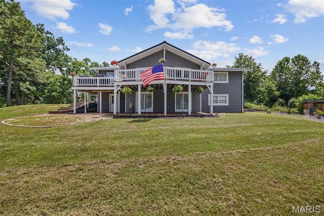 10317 Mallard Rd, Potosi, MO 63664 - rear view of property with a wooden deck and a yard