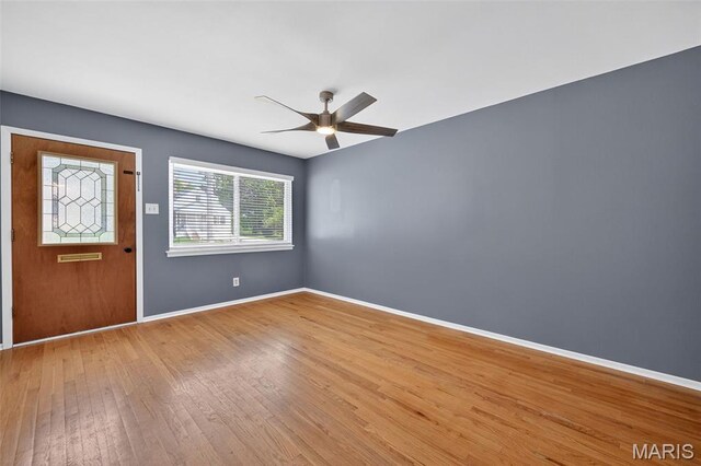10564 Mert Ave, Saint Ann, MO 63074 - foyer with light wood-style flooring and a ceiling fan