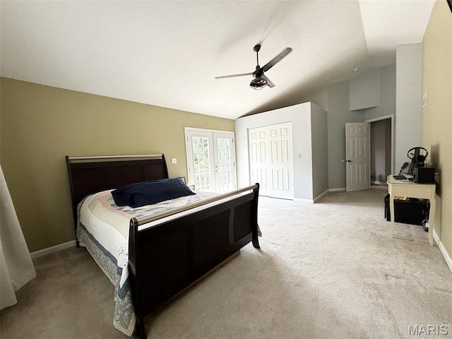 885 Oak Pass Ln, Sullivan, MO 63080 - bedroom with lofted ceiling, light carpet, ceiling fan, and a closet