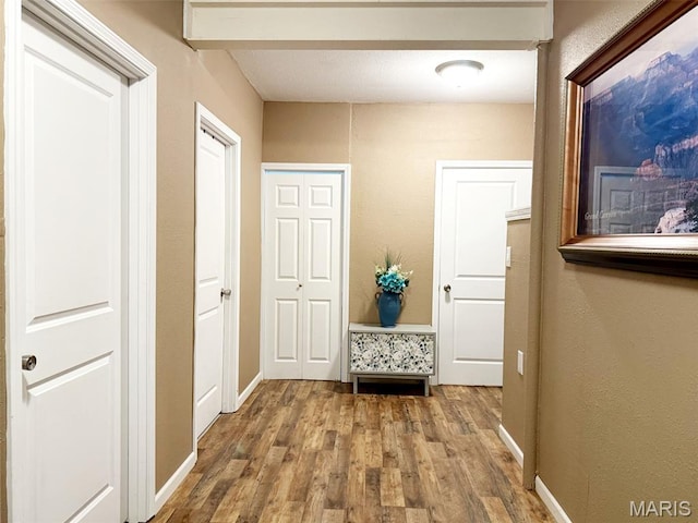 885 Oak Pass Ln, Sullivan, MO 63080 - hall featuring wood finished floors and baseboards
