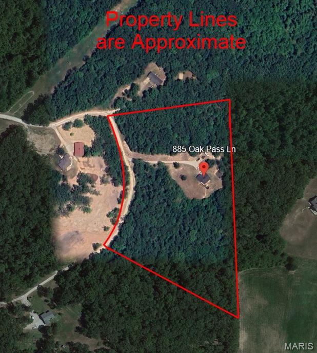 885 Oak Pass Ln, Sullivan, MO 63080 - map / location with property boundaries highlighted