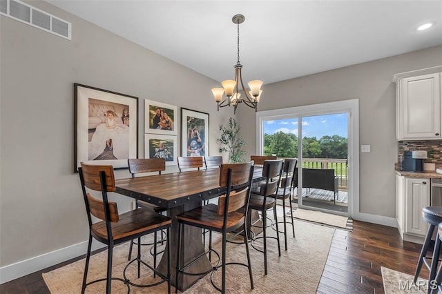 255 Sassenach Dr, Jackson, MO 63755 - dining area featuring hardwood / wood-style floors, a chandelier, and recessed lighting
