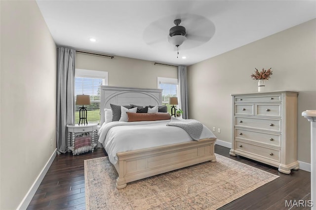 255 Sassenach Dr, Jackson, MO 63755 - bedroom featuring dark wood-type flooring, recessed lighting, and ceiling fan