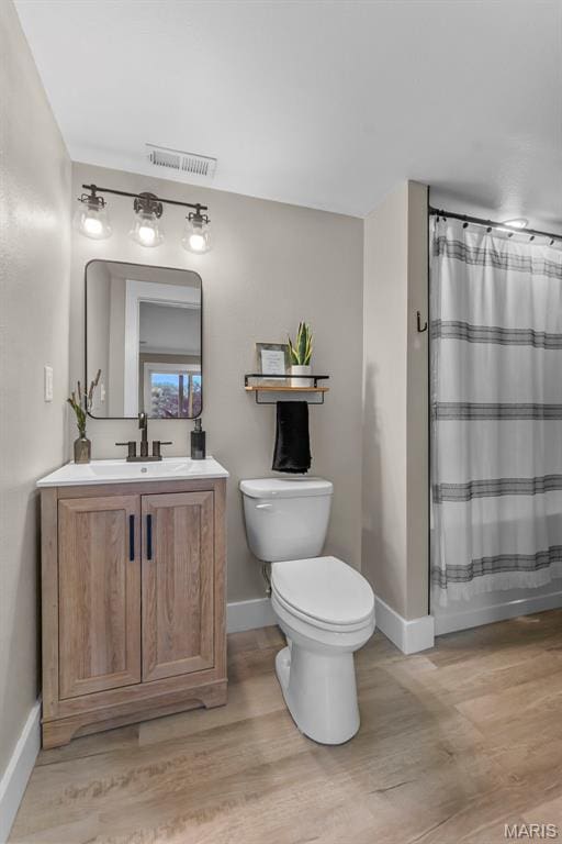 255 Sassenach Dr, Jackson, MO 63755 - bathroom with vanity, wood finished floors, and curtained shower