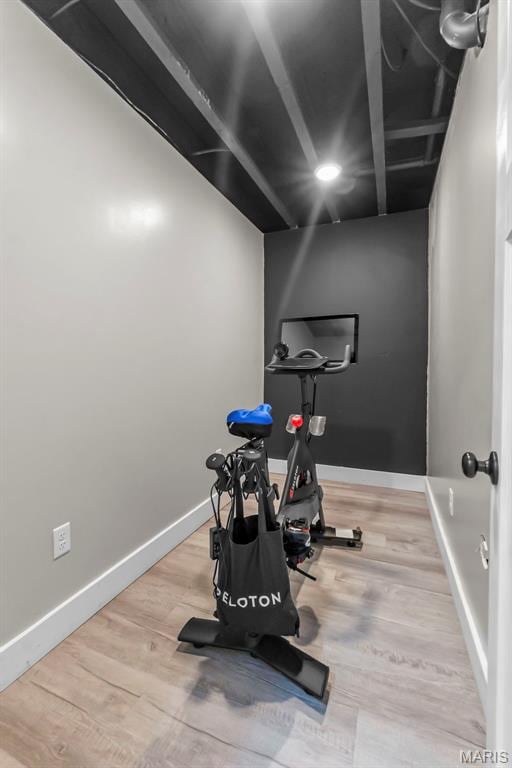 255 Sassenach Dr, Jackson, MO 63755 - exercise area featuring baseboards and wood finished floors