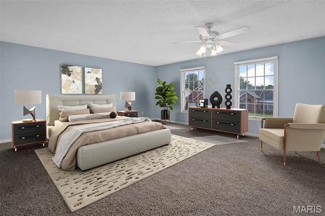 2849 Dardenne Links Dr, Dardenne Prairie, MO 63368 - bedroom featuring carpet flooring, a ceiling fan, and a textured ceiling