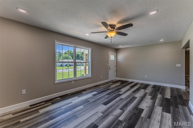 1507 Finn Dr, Lebanon, MO 65536 - empty room featuring a ceiling fan, recessed lighting, and dark wood-style flooring