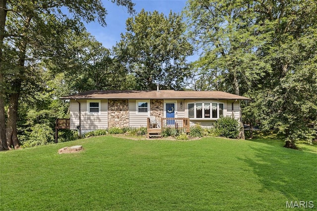 1716 Fountainbleu Dr, Worden, IL 62097 - ranch-style home featuring stone siding and a front yard
