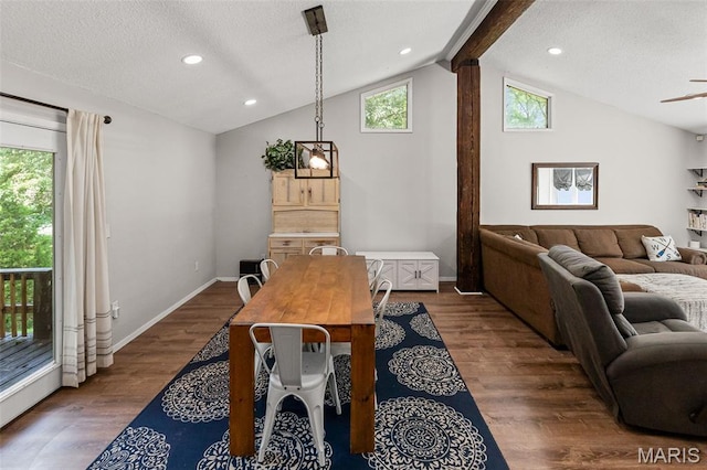 1716 Fountainbleu Dr, Worden, IL 62097 - dining area featuring dark wood finished floors, plenty of natural light, a textured ceiling, ceiling fan, and recessed lighting