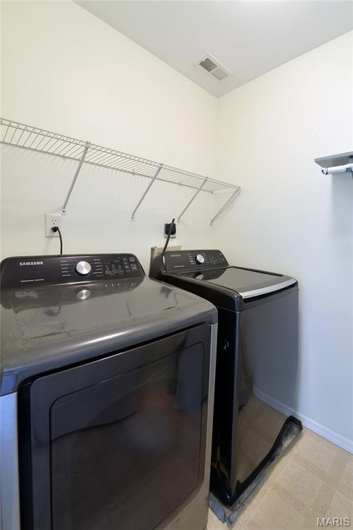 154 Homeshire Dr Unit 27, Wentzville, MO 63385 - laundry room featuring washer and dryer and light flooring