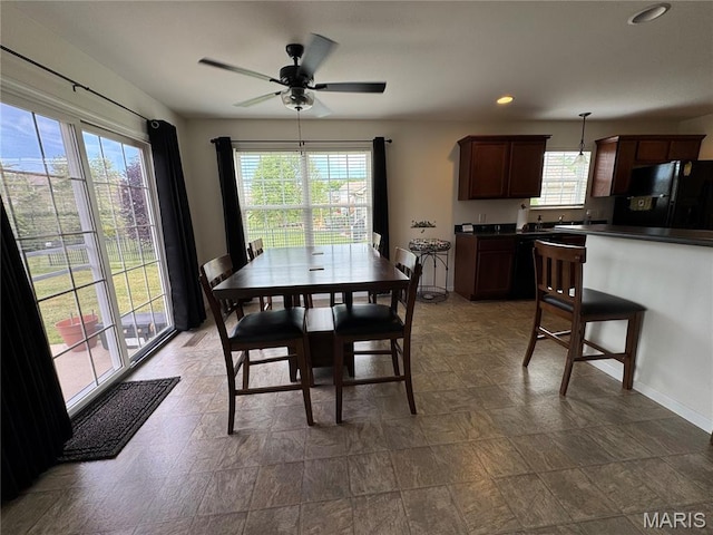 5037 Bristol Hill Dr, Ofallon, IL 62269 - dining room featuring ceiling fan and recessed lighting