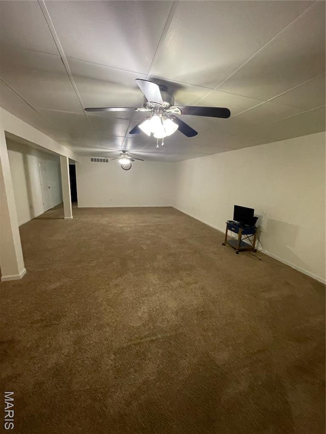 5037 Bristol Hill Dr, Ofallon, IL 62269 - basement featuring carpet floors and a ceiling fan