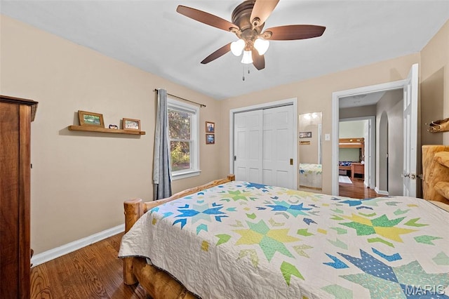100 Calverton Rd, Saint Louis, MO 63135 - bedroom featuring wood finished floors, a closet, and ceiling fan